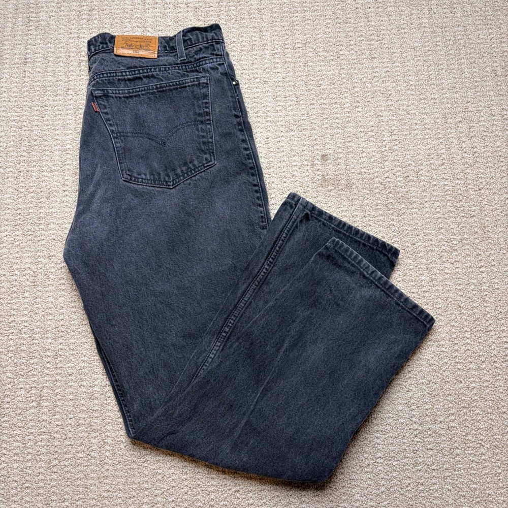 Vintage Levi 540 Relaxed Fit Jeans Mens 40x30 Faded Black Denim Orange Tab